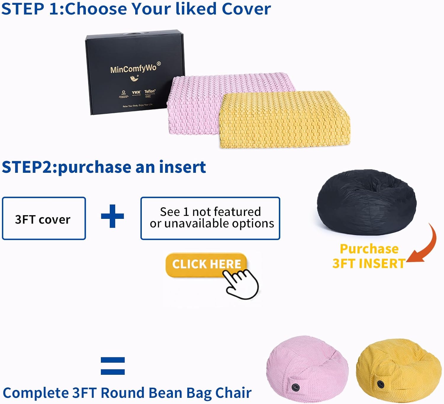 City Beanbag Junior Round Bean Bag Chair – Cozy Bean Bags Lounge for Kids & Small Adults, Premium Durable Fabric, Perfect for Bedroom or Playroom-Cover-Popcorn-Yellow