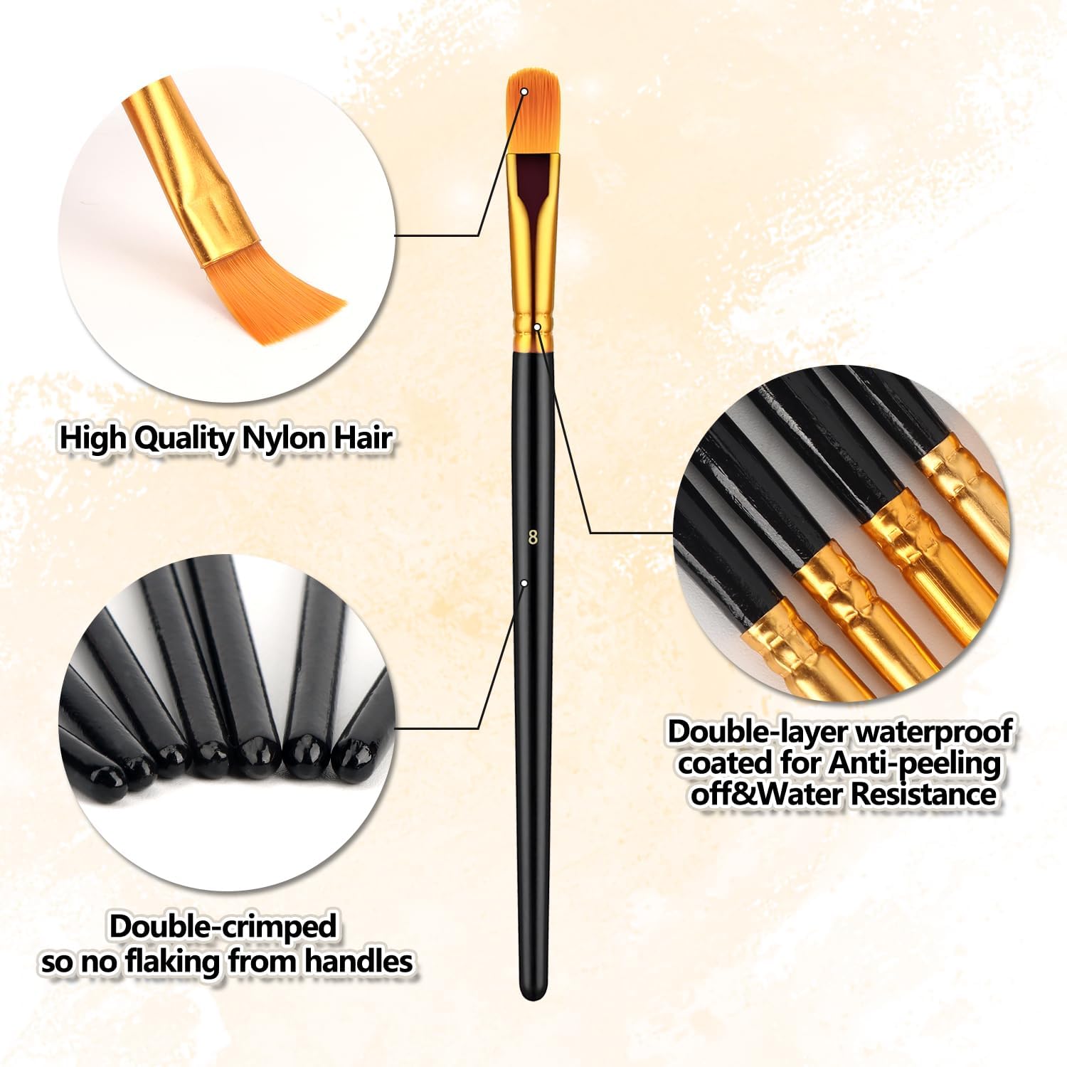 OWill 30 PCS Paint Brush Set, Nylon Professional Artist Paint Brushes for Acrylic Painting, Oil Painting, Watercolor Painting,Face Painting, Small Acrylic Paint Brushes for Artists Adults Kids(Black)