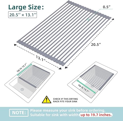 Vista 85 de Ohuhu Escurridor de platos sobre el fregadero, 17.6 pulgadas de ancho x 15.4 pulgadas de largo, organizador de fregadero de cocina, organizador