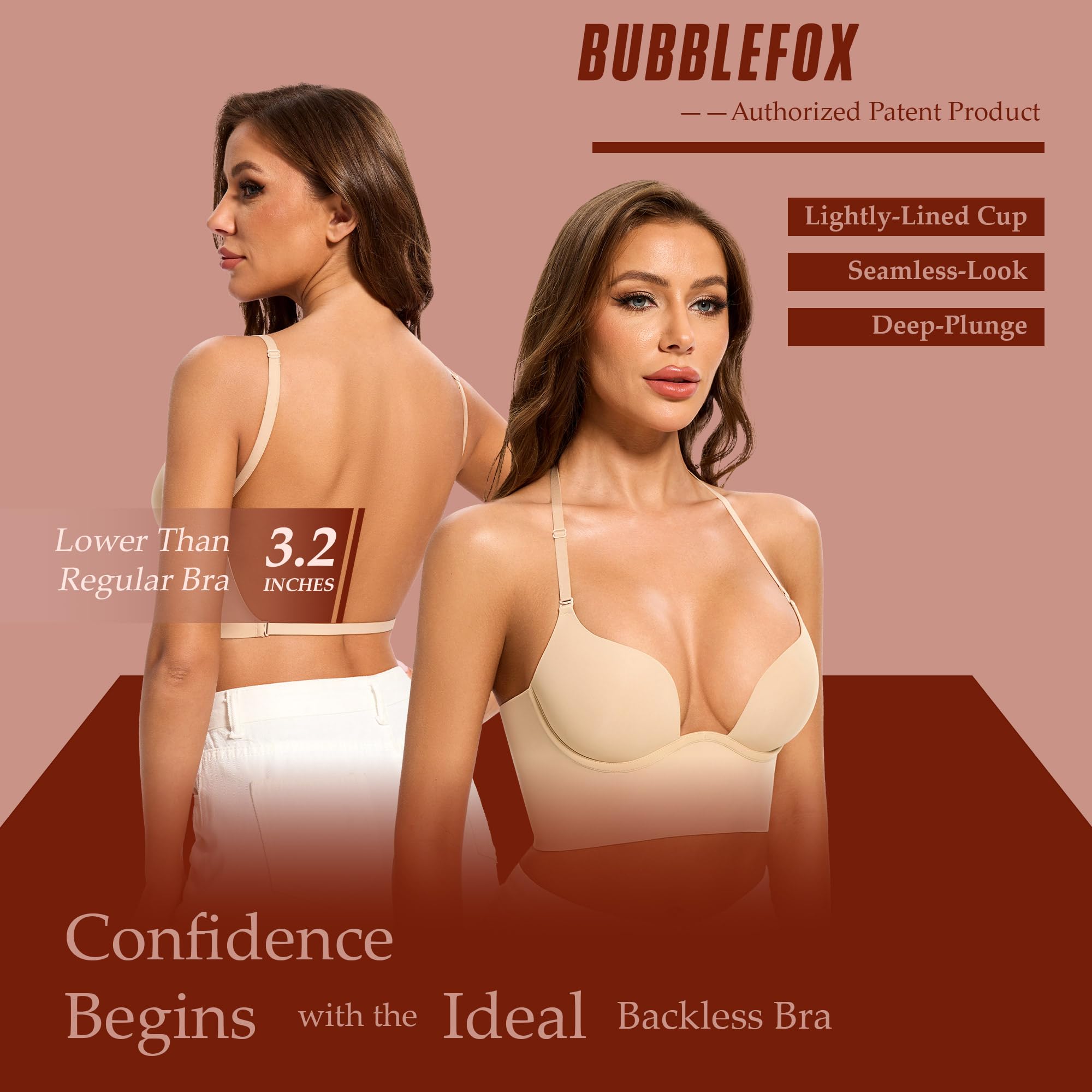 Soutien Gorge Dos Nu -Soutien Gorge Dos Transparent-Soutien Gorge Invisible Multiples et Convertibles Coutures à Léger Rembourrage