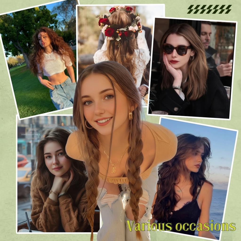 RUNATURE Nano Extensions Echthaar 60 cm Lang - Braun Ombre Balayage Schwarz Blond Natürliche Perlen #1B/4/27