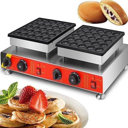 Miniatura 7 de Máquina para hacer panqueques eléctrica comercial de 50 agujeros de 1.8 pulgadas, mini panqueques holandeses, plancha para panqueques, máquina para