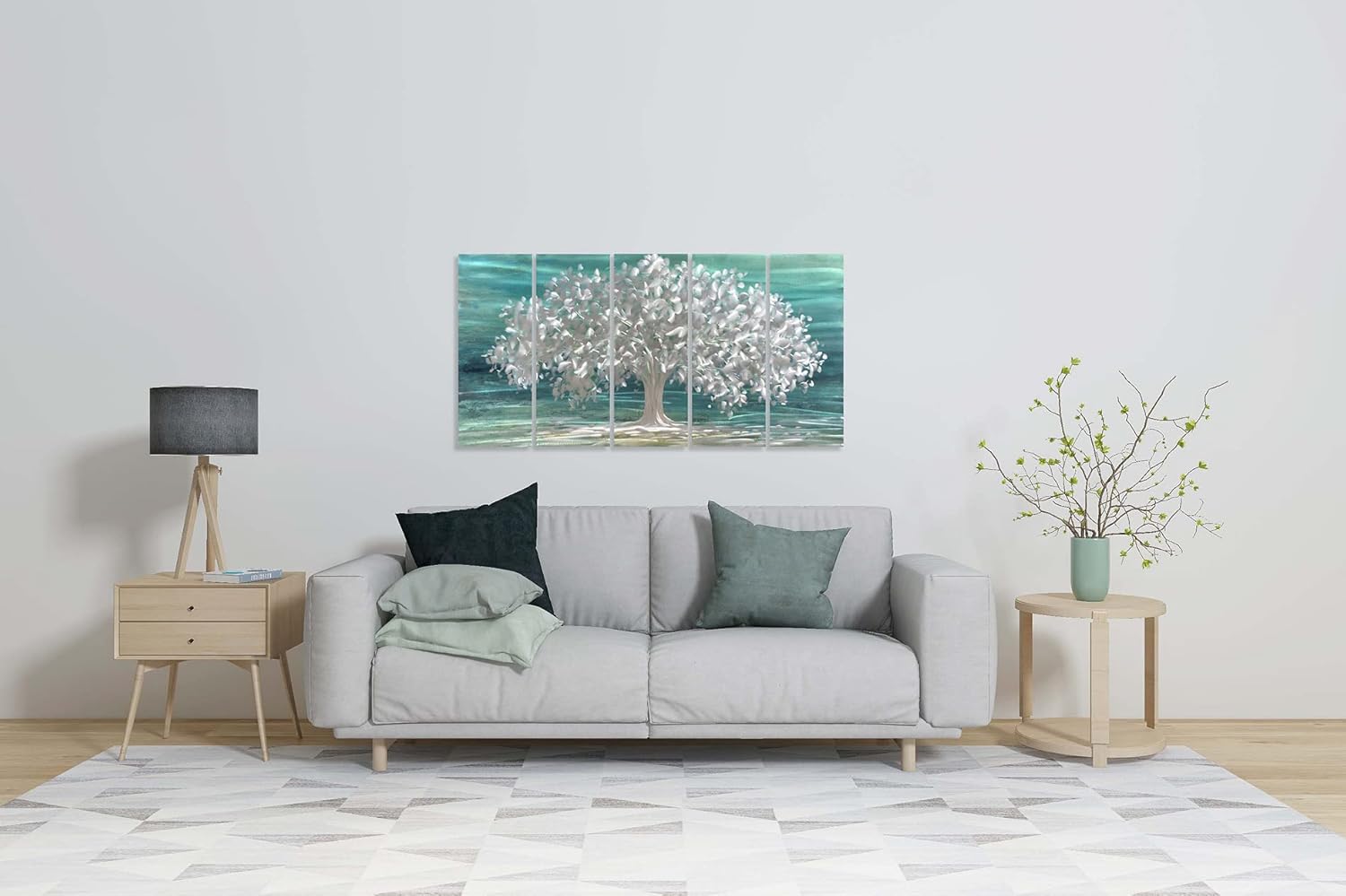 Yihui Arts Abstract Metal Wall Art - Tree Of Life Hand Crafted 5 Pieces Panels Large Big Unique 3D Aluminum Modern Contemporary Home Accent