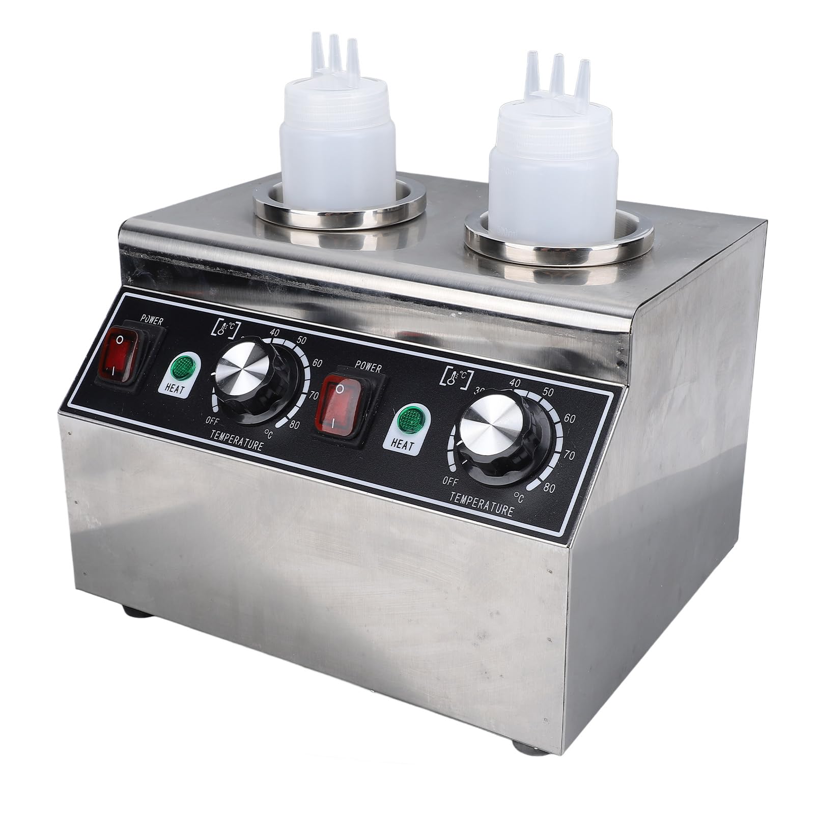 Fdit Calentador Eléctrico de Queso para Nachos, Dispensador de Chocolate Caliente con 2 Botellas, 320W, 30-85℃ Ajustable, para Mermelada, Chocolate y de Queso (Enchufe Europeo 220V)