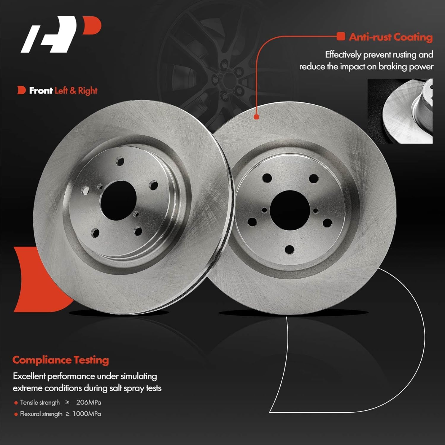 A-Premium 12.40 inch (315mm) Front Vented Disc Brake Rotors + Ceramic Pads Kit Compatible with Select Subaru Models - Forester 2019 2020 2021, 6-PC Set