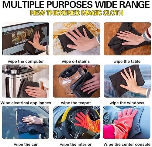Miniatura 6 de 5 paños de limpieza mágicos gruesos, trapos de limpieza de microfibra reutilizables para TV, coches, ventanas, sin pelusa, inodoro, lavable a máquina