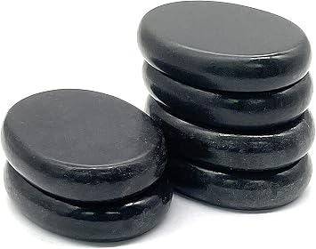 Zabrina Personal Large Massage Stone Set Basalt Hot Rocks Stones، 2.36 In 3.15 In، Black، 6 Count