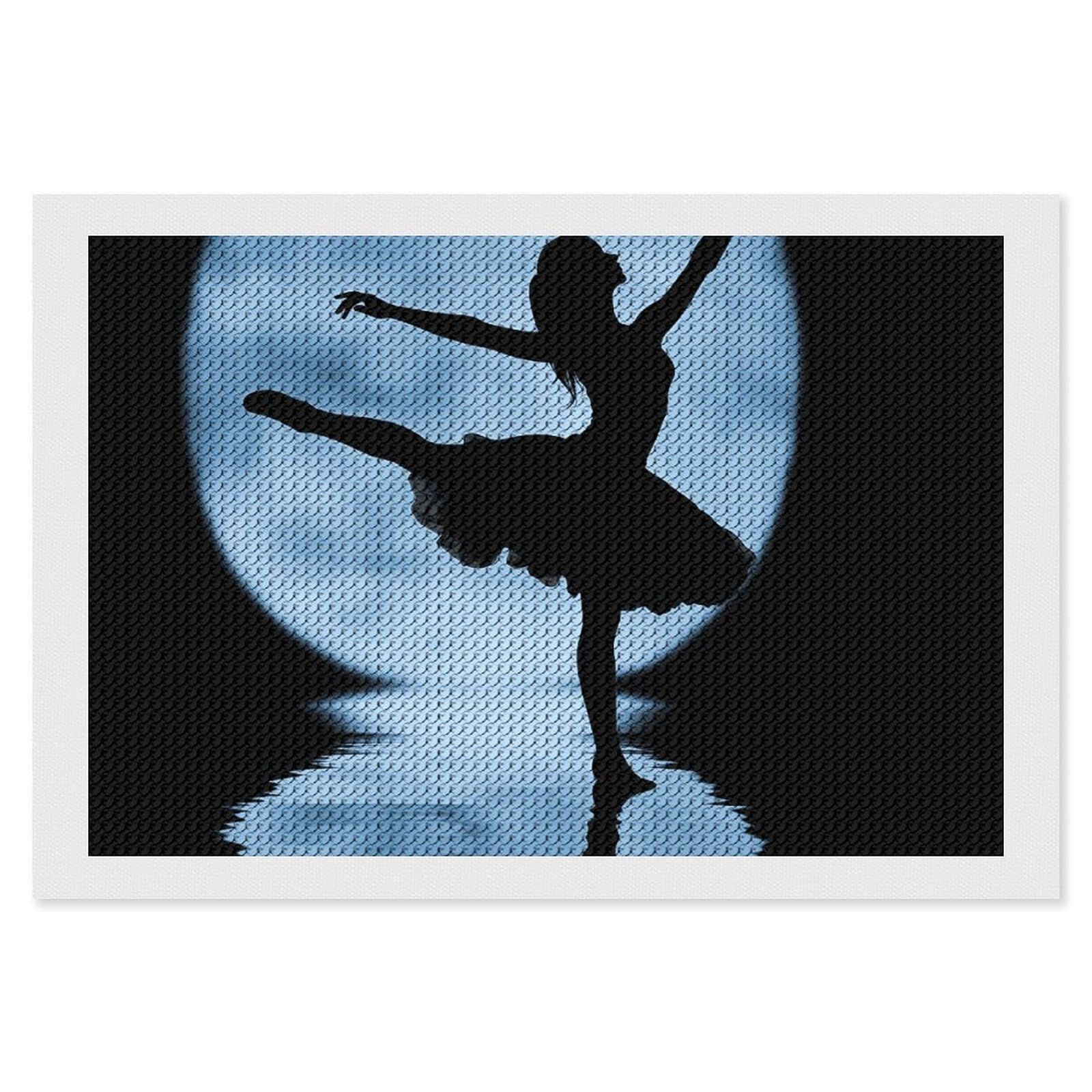 Ballet Girl Silhouette Diamond Painting Kits for Adults, DIY 5D Diamond Painting Kits for Beginners, Round Full Drill Diamond Dots Paintings, Diamonds Pictures Gem Art for Crafts Home Decor 8"x12"
