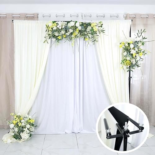 Efavormart - Soporte de fondo doble para barra transversal, 10 pies, ajustable, soporte de fondo, ideal para bodas, fiestas, eventos, fotos y
