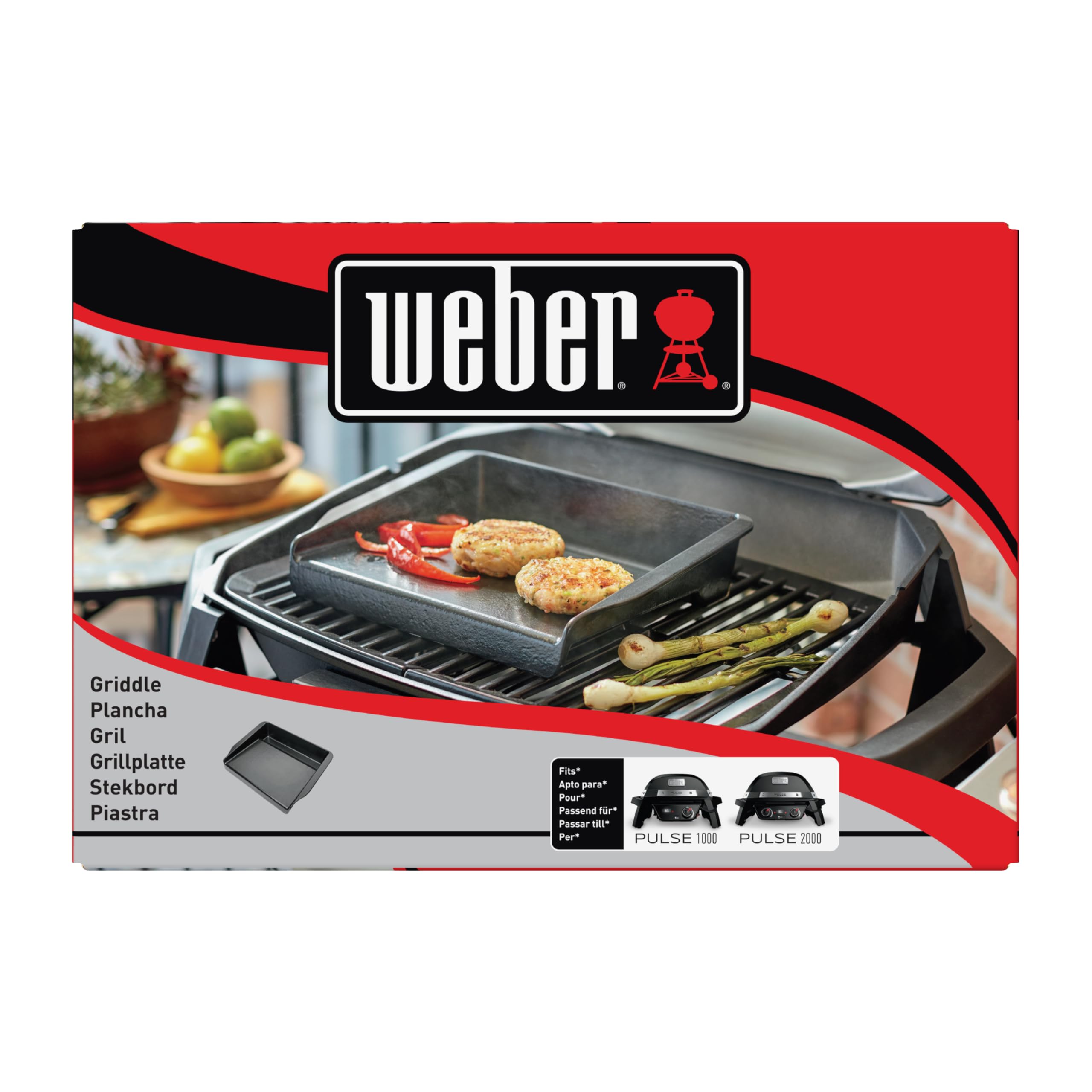 Weber plancha per Pulse 1000/2000 / per Risultati croccanti con Carne, Pesce o Verdure, Facile da Pulire – Nero (6609)