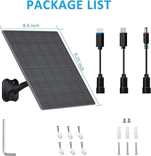 Miniatura 2 de Zivif Panel solar USB C para cámaras de seguridad, cargador solar de 10 W con cable USB-C, CC 0.217 x 0.083 in y puerto micro USB, impermeable IP66