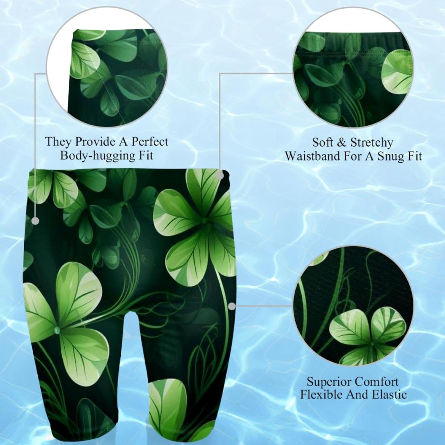 St Patrick's Day Jammers for Men, Size S to 3XL Swim Jammer Swimsuit for Practice and Competition Swimming