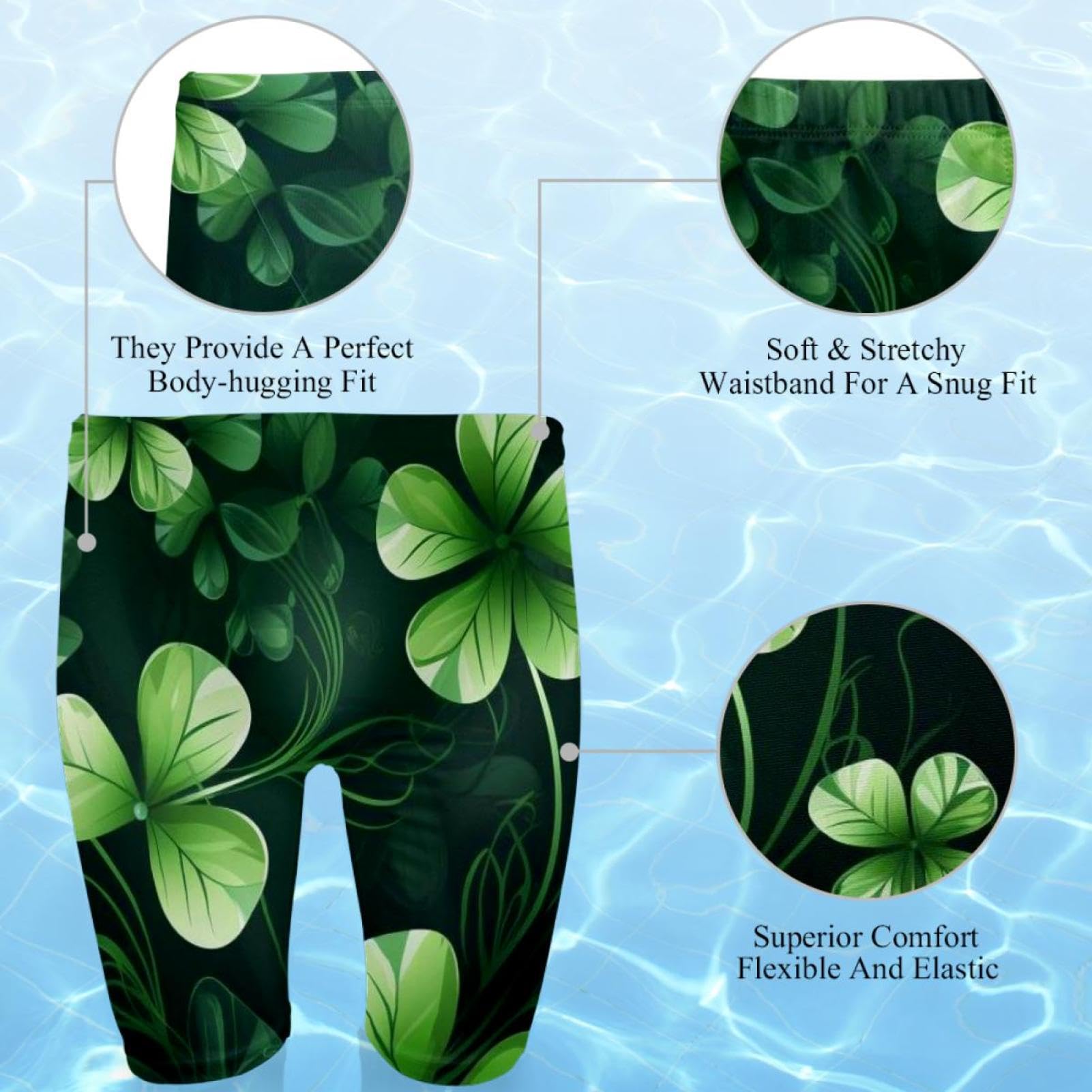 St Patrick's Day Swimsuit for Men & Boys,Competition Lap Swim Suit, Square Leg Endurance Training Multicoloured