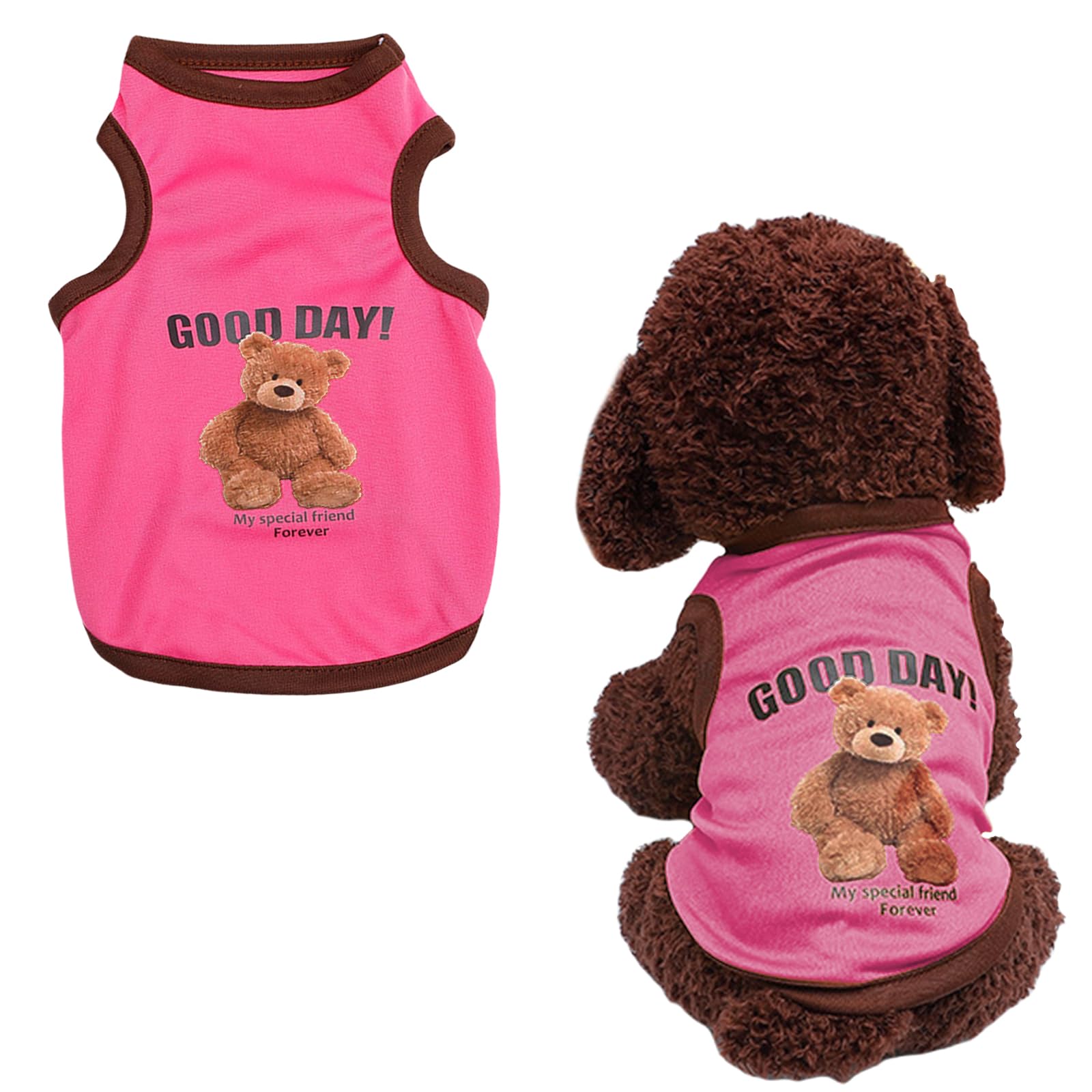 Dog Shirts Puppy Clothes,1PC Cute Bear Dog T Shirt, Summer Breathable Puppy Tank Top Sleeveless Vest for Small Dogs Cat Outfit (Pink, XS) — image 1