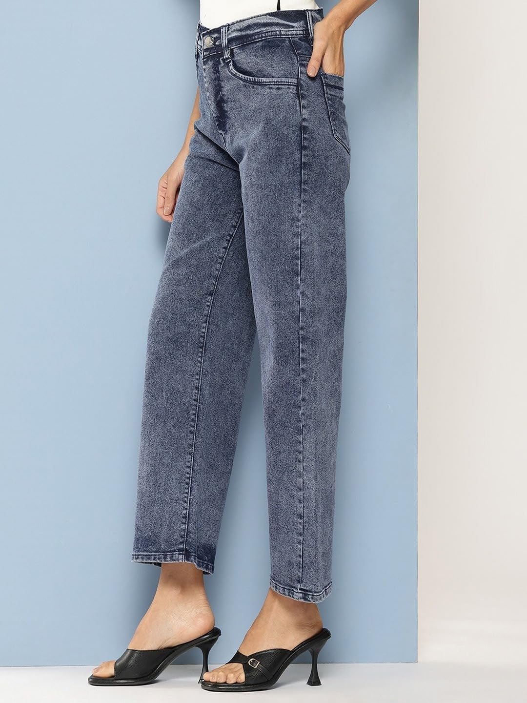 Aarika Ragazze Blu Colore Solido Denim Jeans