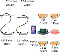 Vista 2 de Tazas Expresso de porcelana (4.5 onzas) con platillos y soporte de metal, juego de tazas Candiicap Demitasse para café, capuchino, latte, expresso