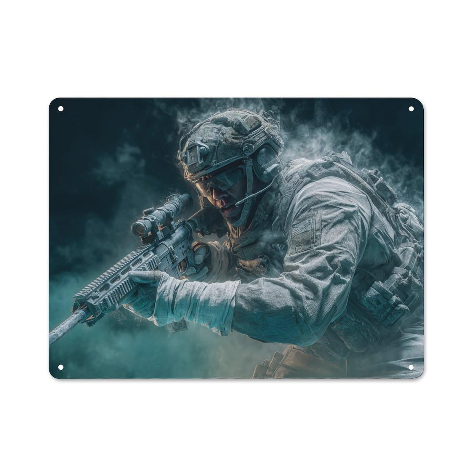 Junmoney Combat Sniper In Action Workshop Style Garage Metal Sign 30X40cm Featuring Industrial Wall Art For Workshop, Basement, Shed Or Games Room