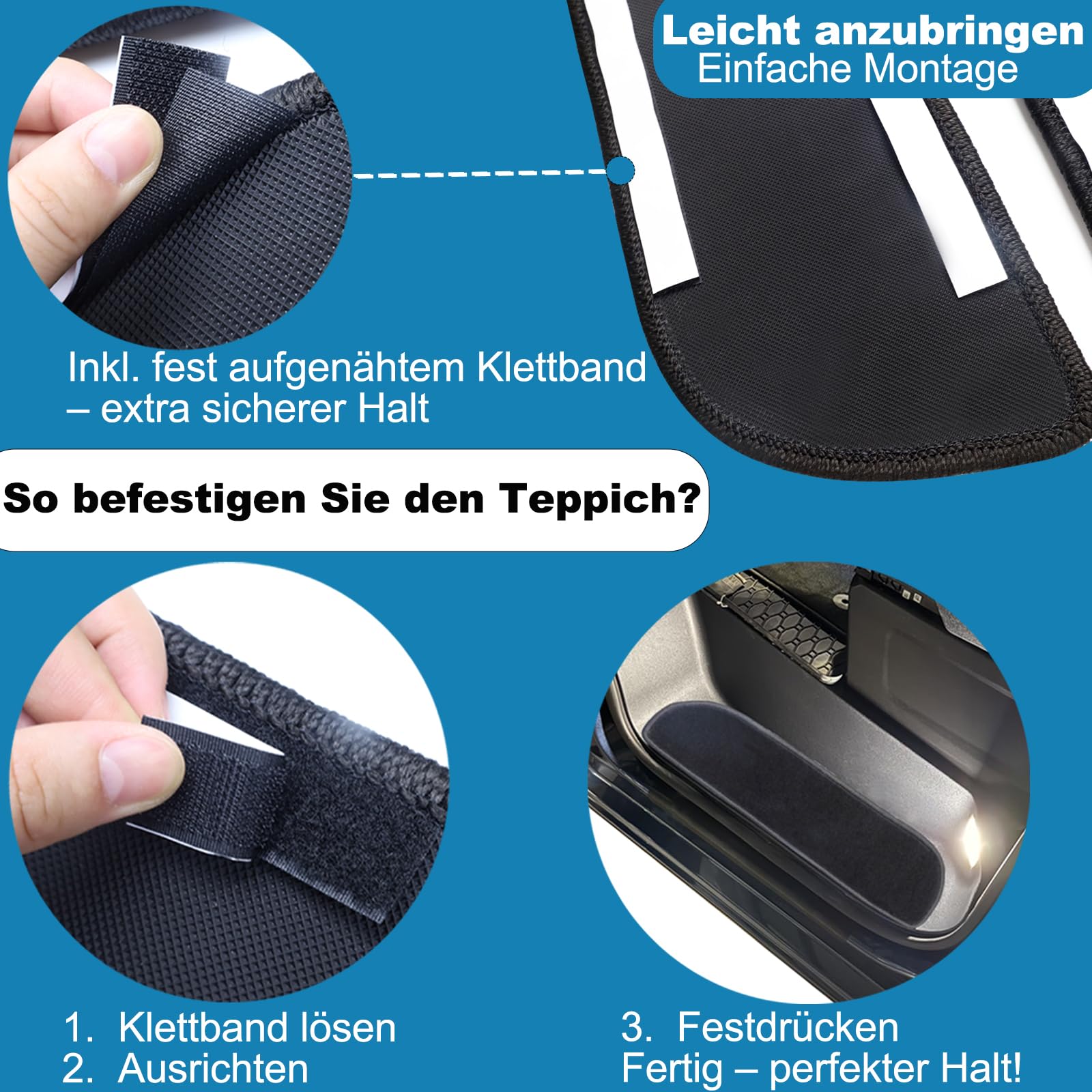 Einstiegsmatten Teppich passend für Ford Transit Tourneo Custom Trend Titanium Active ab 2023, 4-teilig, Ersatz-Trittstufenmatten für Einstiegsleisten