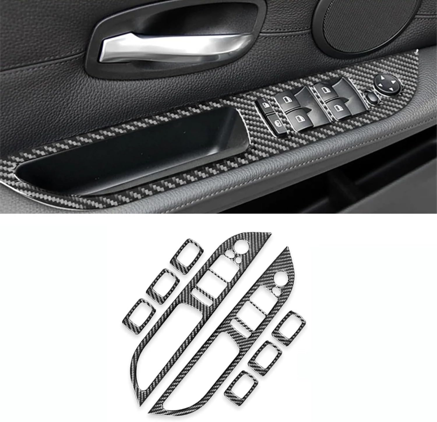 Generic Carbon Fiber Car Interior for B-MW 5 Series E60 2004-2010 Carbon Fiber Interior Trims Car Window Lifting Button Panel Decorative Stickers