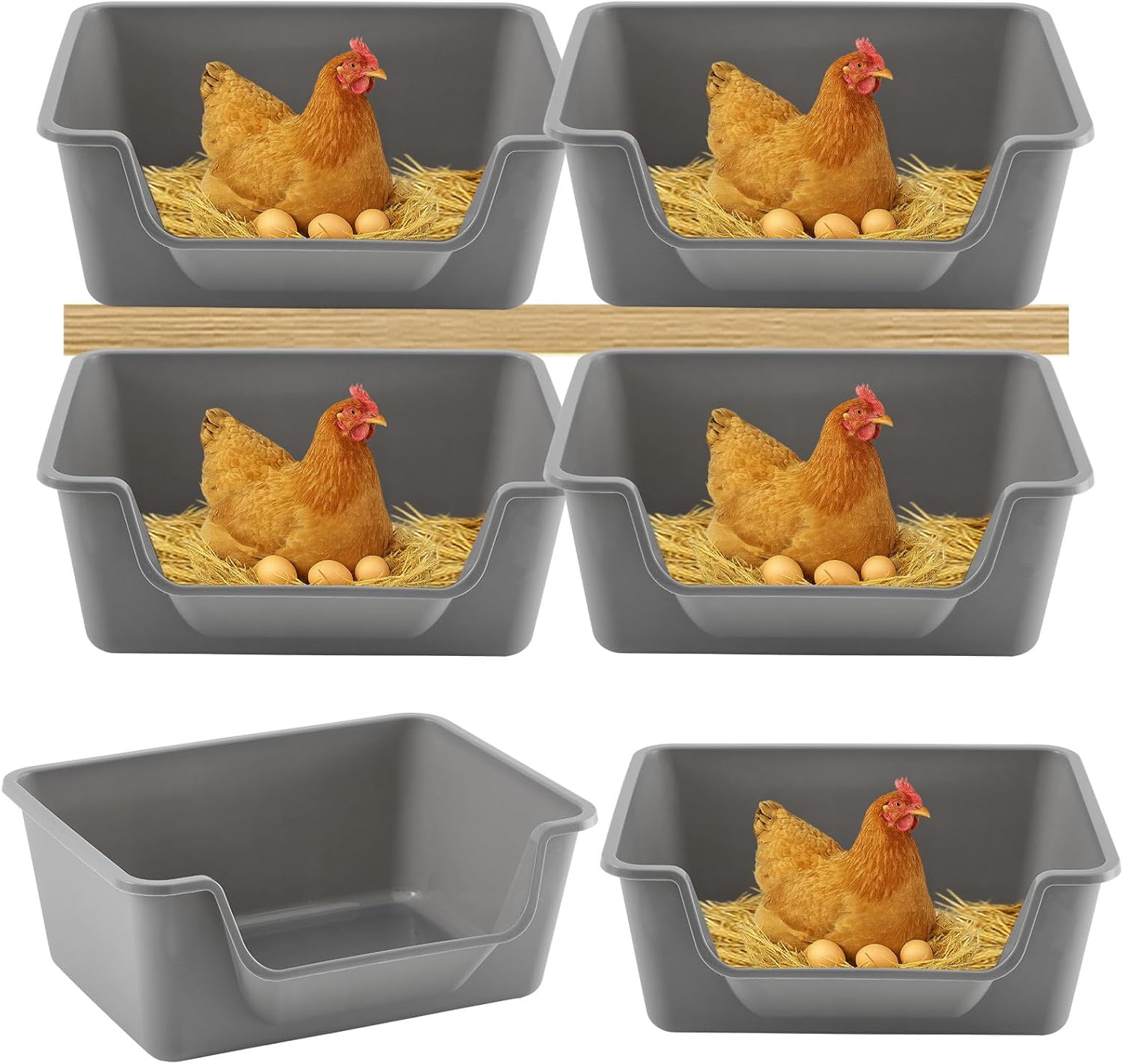 6 Pack Washable Chicken Nesting Box, Floor Durable Chicken Coop Accessories Easy Clean Plastic Square for Hens Ducks and Poultry for Egg Collection Backyard