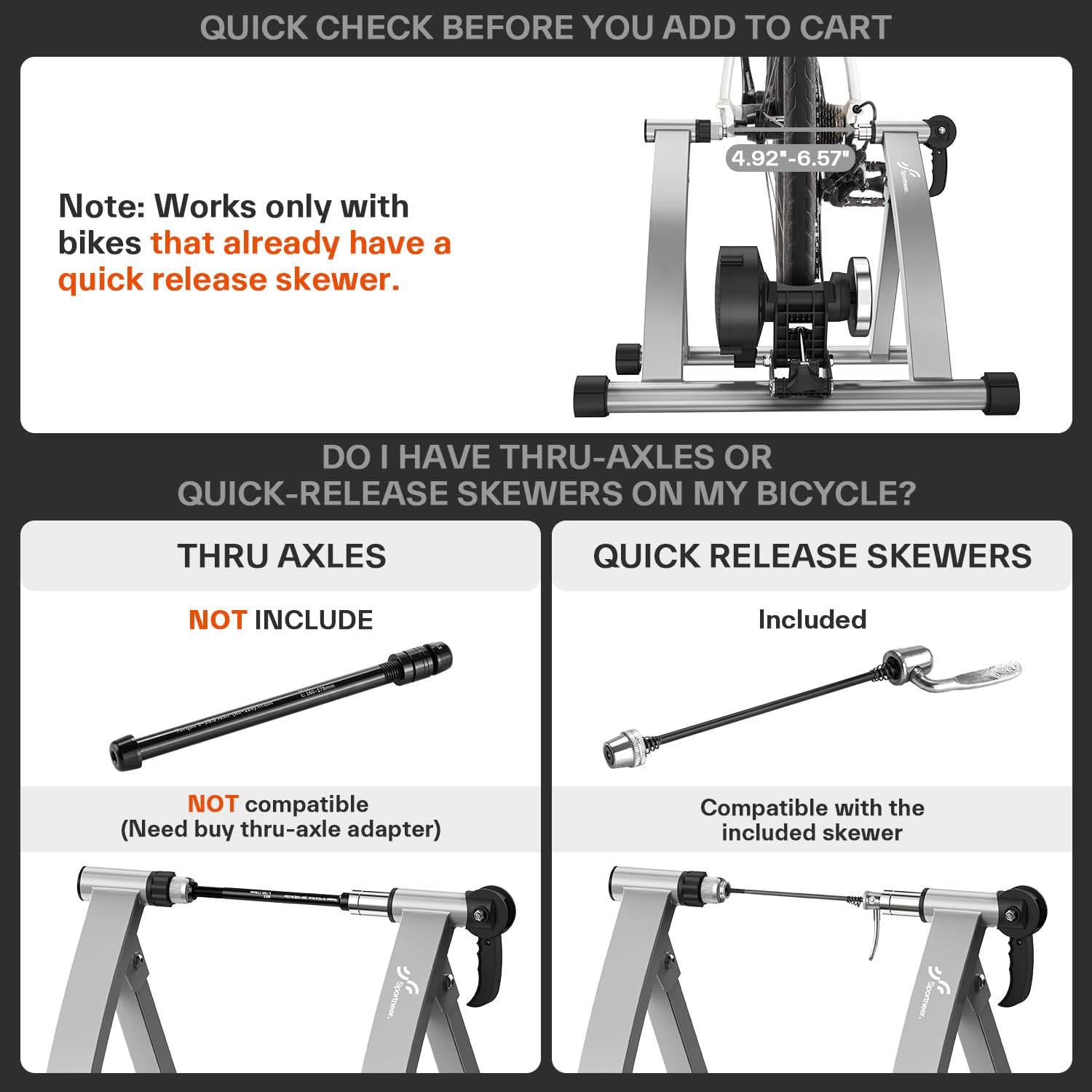 Sportneer Home Trainer Bicicletta, Freno Magnetico, 6 Regolazioni di Resistenza con Ruota di Riduzione del Rumore, Maniglia a sgancio rapido