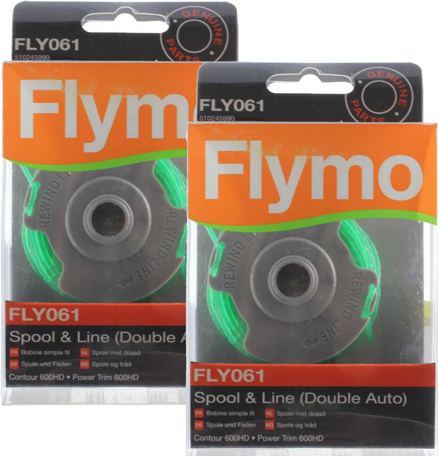 Flymo Genuine Contour 600HD Strimmer 2.0mm Double Auto Spool & Line (Pack of 2, FLY061)