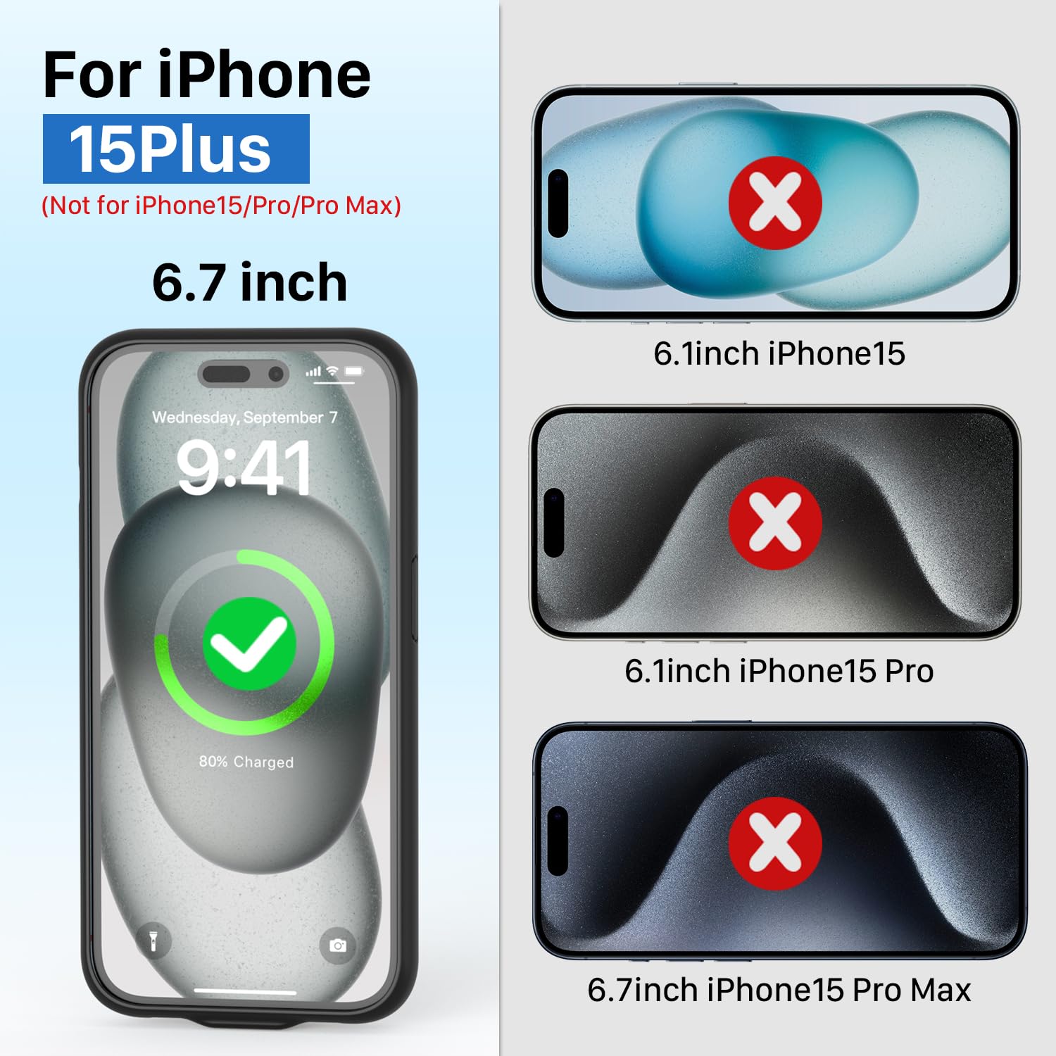Akkuhülle für iPhone 15, [ 6800mAh ] Zusatzakku Ladehülle Akku hülle Handyhülle,wiederaufladbare Powerbank Akku Hülle kompatibel für iPhone 15 (6.1 Zoll) (Schwarz)