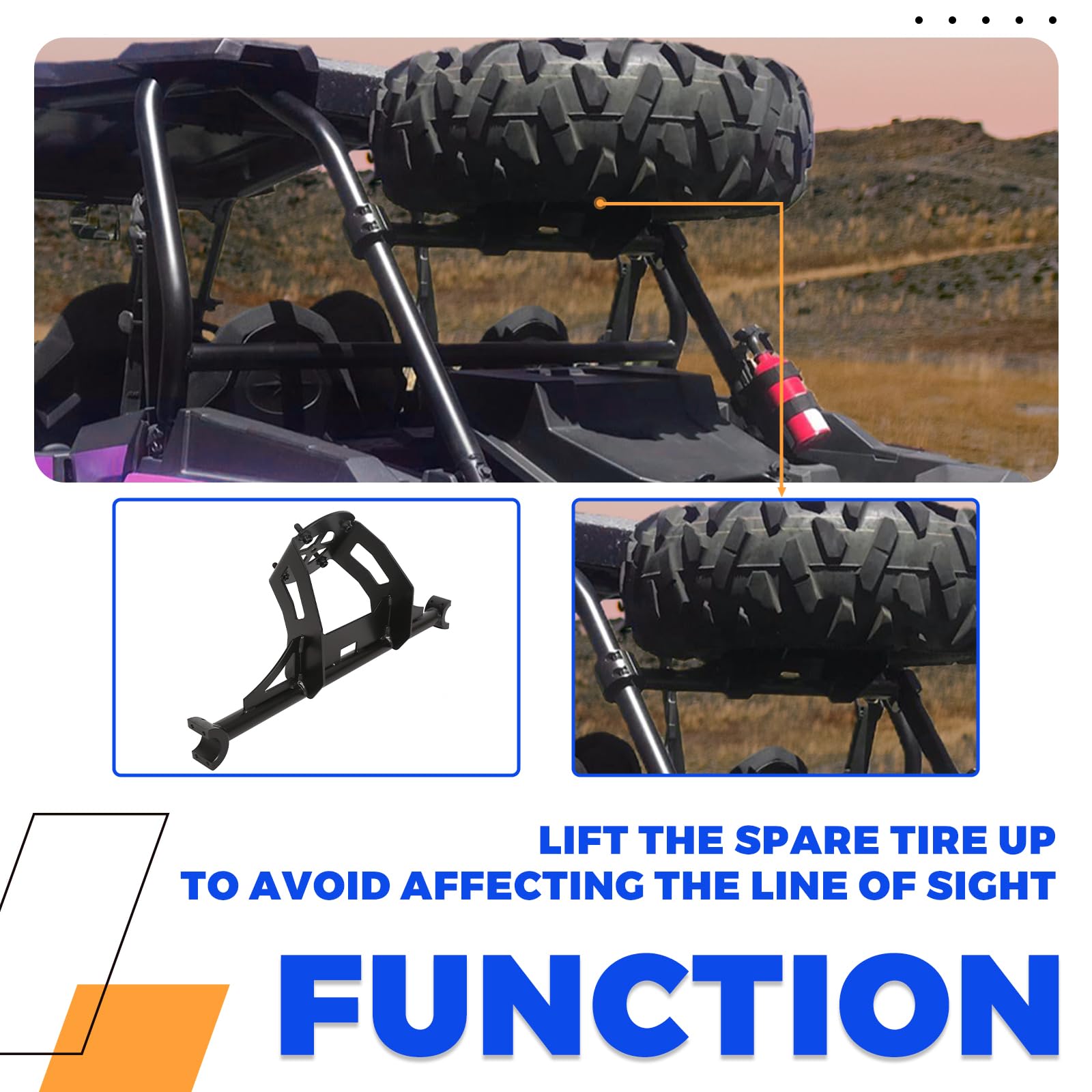 ECOTRIC - Soporte de Rueda de Repuesto para Polaris RZR XP 1000 XP Turbo XP 4 1000