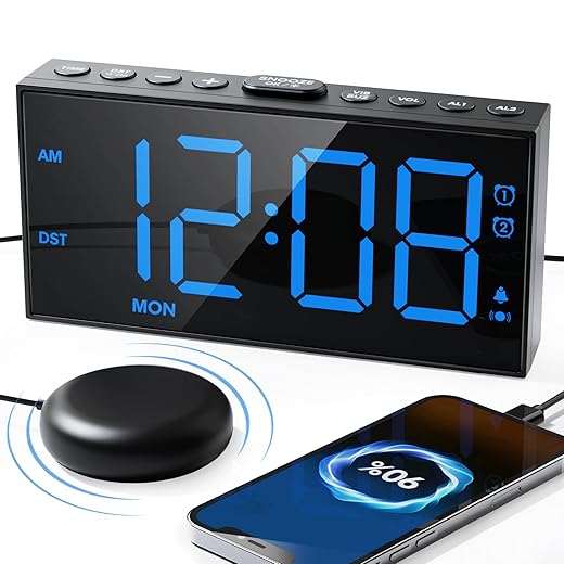 Roxicosly Vibrating Alarm Clock with Bed Shaker for Heavy Sleepers Adults, Dual Alarms for Weekday photo Roxicosly Vibrating Alarm Clock with Bed Shaker for Heavy Sleepers Adults, Dual Alarms for Weekday