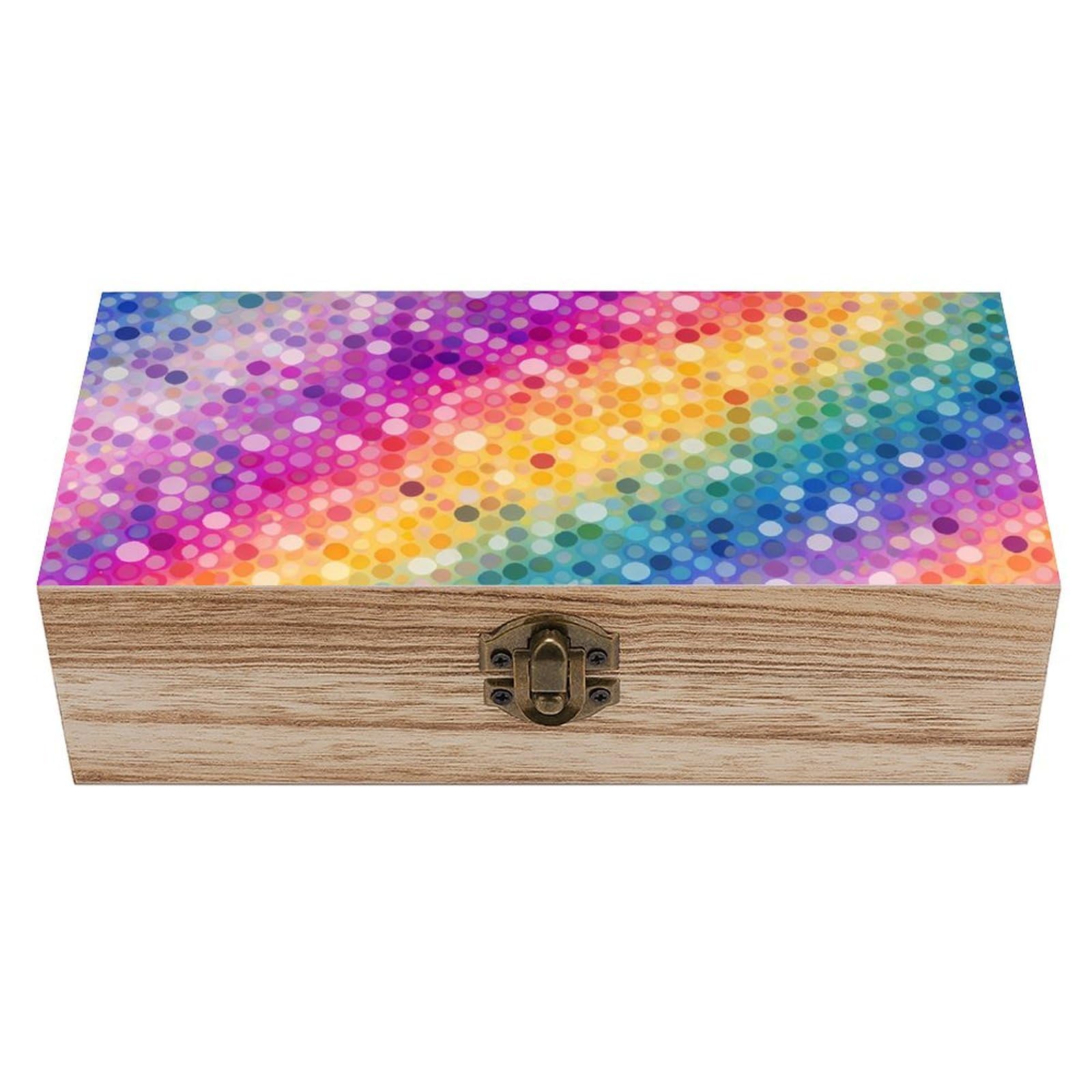 HLBSDM Rainbow Glitter Wooden Storage Box