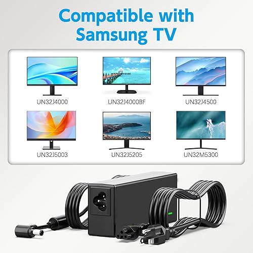 Miniatura 3 de Cable de alimentación DC de 19 V compatible con Samsung TV de 32 pulgadas, UN32, J4000, J4500, J5205, J5003, J525D, UN32J4000AF UN32J5205AF