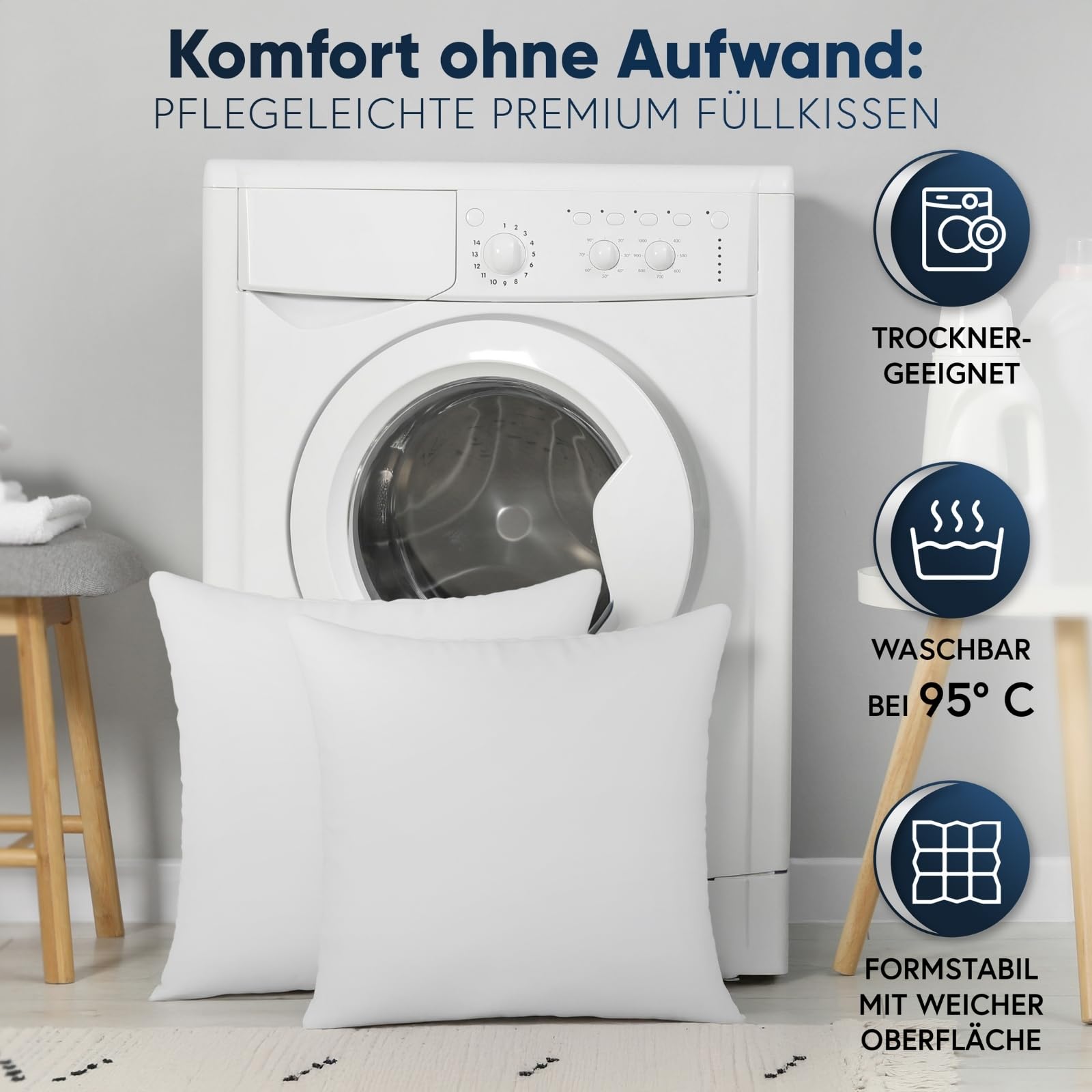 Moon Confezione da 2 Cuscini Imbottiti 50x50 cm per Divano 440 g Classic Peached Touch