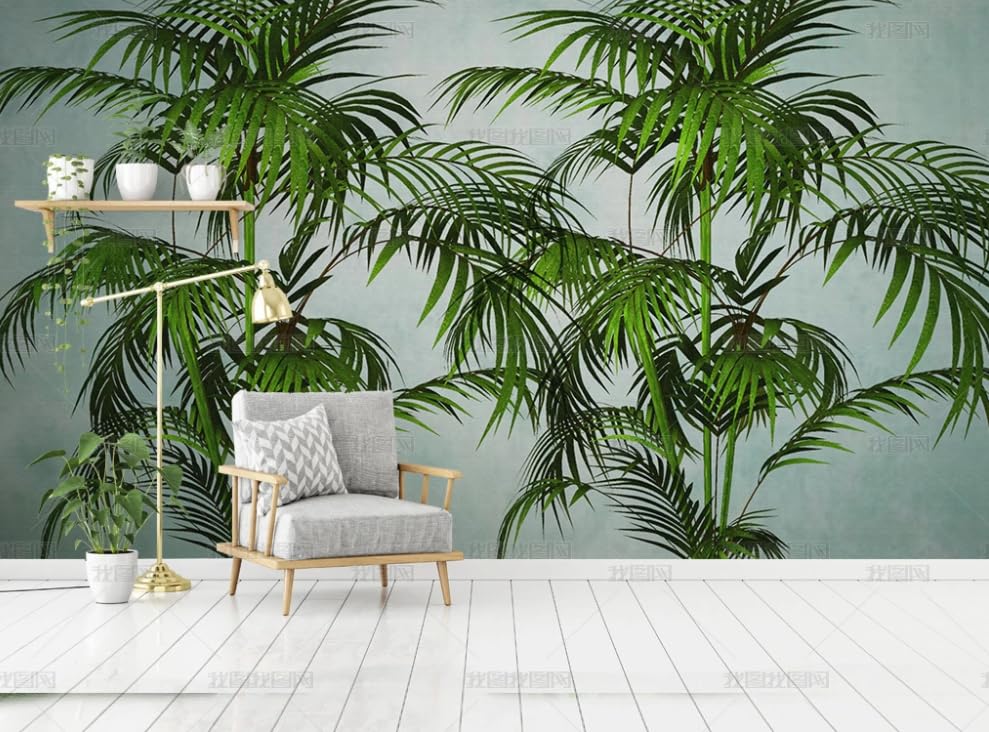 Papier peint intissé plantes tropicales panoramique salon aux finitions mat de qualité