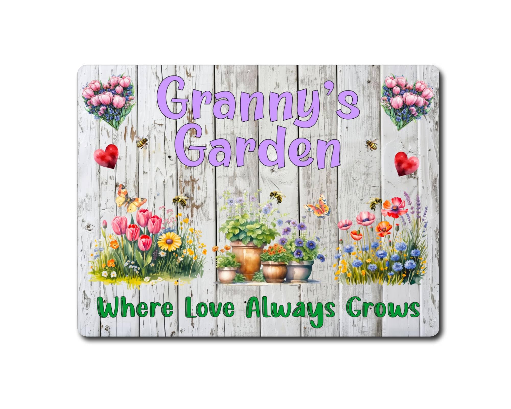Decalarama Allotment Metal Sign Gift – Granny's Garden Where Love Always Grows - Cute Fun Family Novelty Aluminium Present