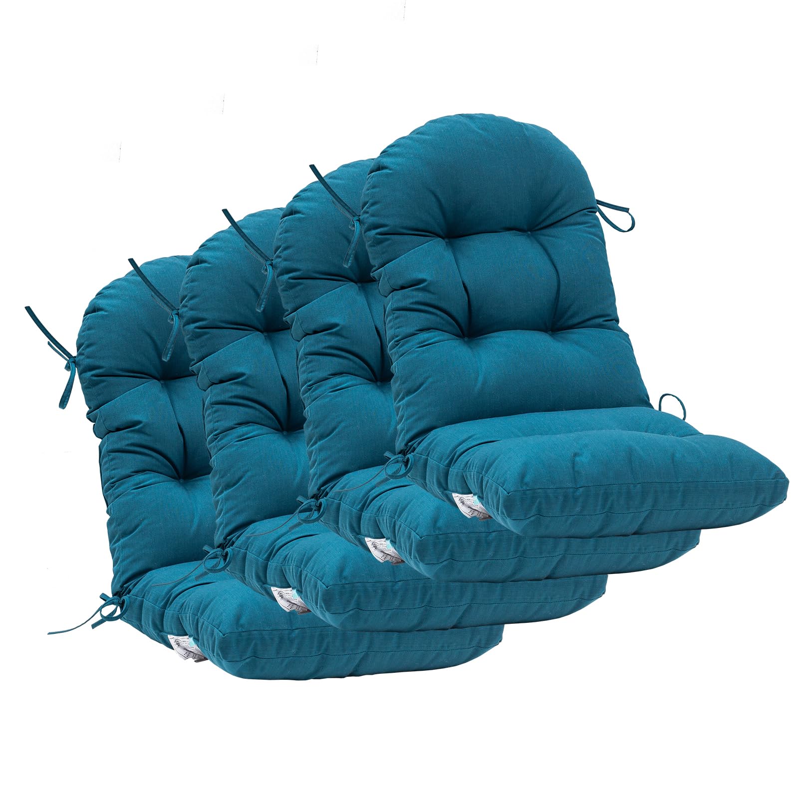 QILLOWAY Outdoor High Back Chair Cushion for Adirondack, All Weather Rocking Chair Cushions Thick Padded Replacement for Patio Furniture Set of 4,