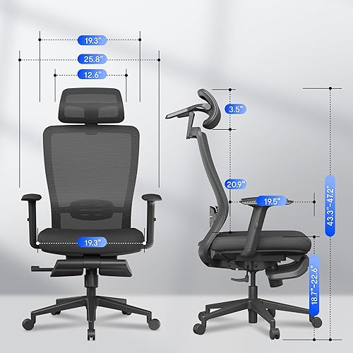 Miniatura 3 de FLEXISPOT OC3 Cloud - Silla de oficina ergonómica con reposapiés, silla de computadora de respaldo alto con soporte lumbar ajustablereposacabezas