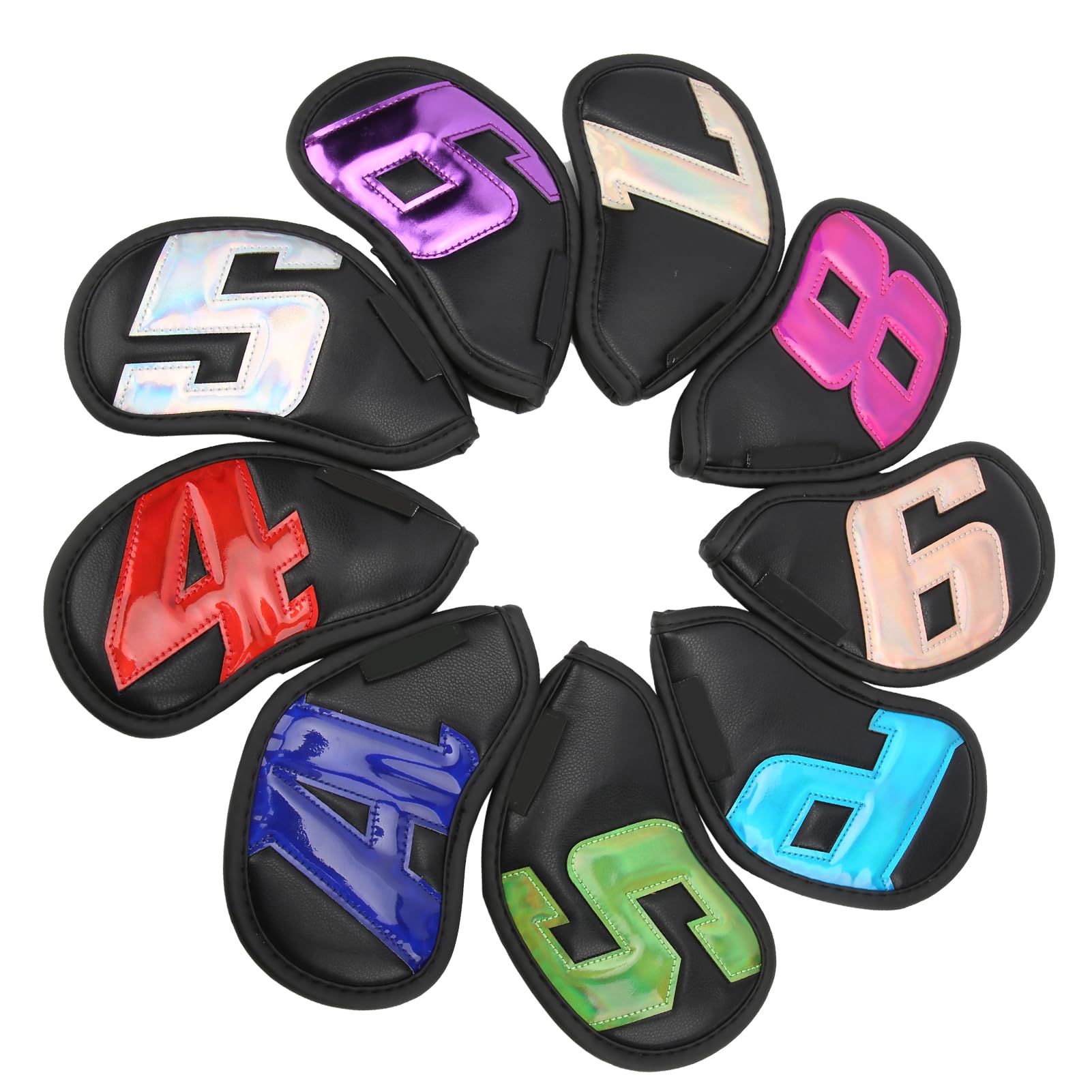 Juego de Fundas para Cabezas de Hierro para Palos de Golf, 9 Piezas, Impermeables, de Cuero PU, con números Coloridos, Cubiertas para Cabezas de Hierro para protección de Palos de