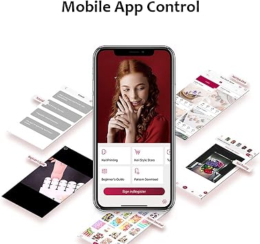 Smart Nail Printer, Automatic 3D Nail Art Printing Machine, App Control, Simple 3 Steps, For DIY Fingernails Design Printing, Home and Outdoor Use