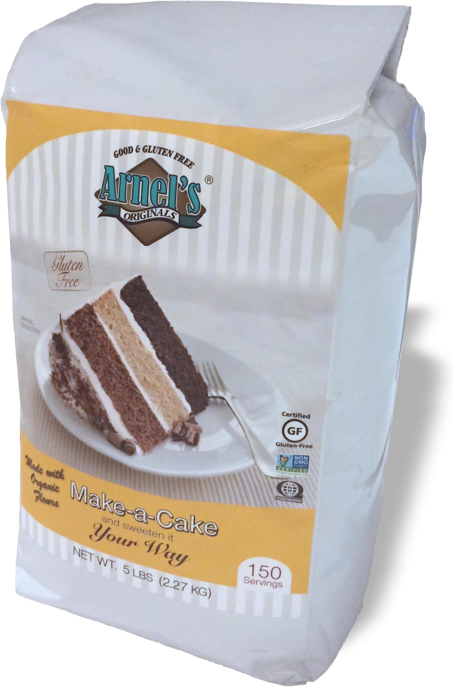 ARNEL'S ORIGINALS GOOD & GLUTEN FREECake Mix, Gluten-Free Baking Mix, Organic Cake Mix, Vegan Baking Flour, Non-GMO Cake Mix, Kosher Baking Ingredients, 5-pound