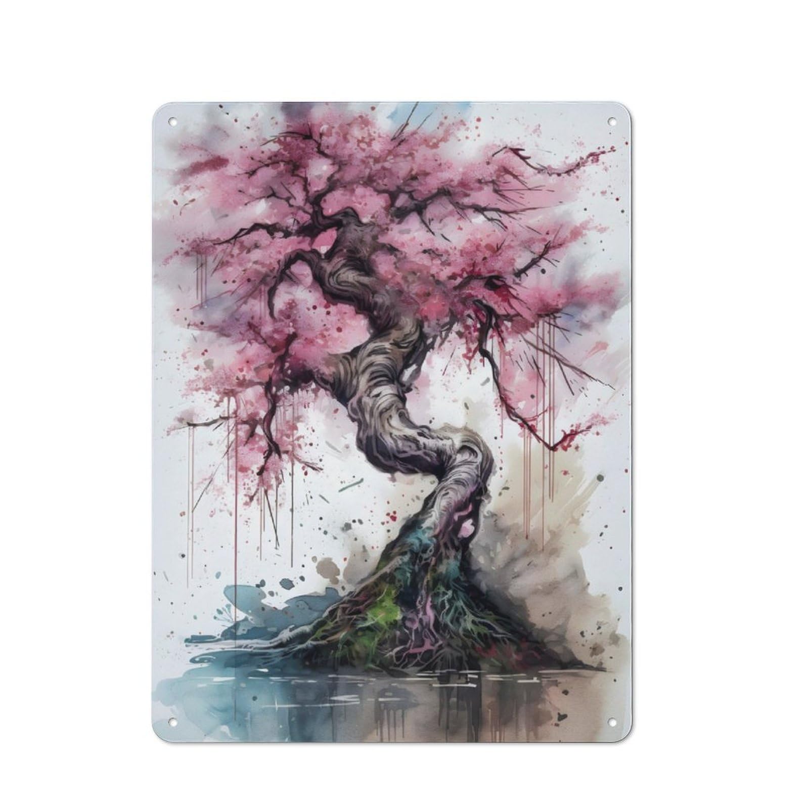 Junmoney Pink Cherry Blossoms Metal Sign 40X30cm With For Home Bar Wall, Rustic Decor, For Collectors Decorating Home Bars And Entertaining Spaces
