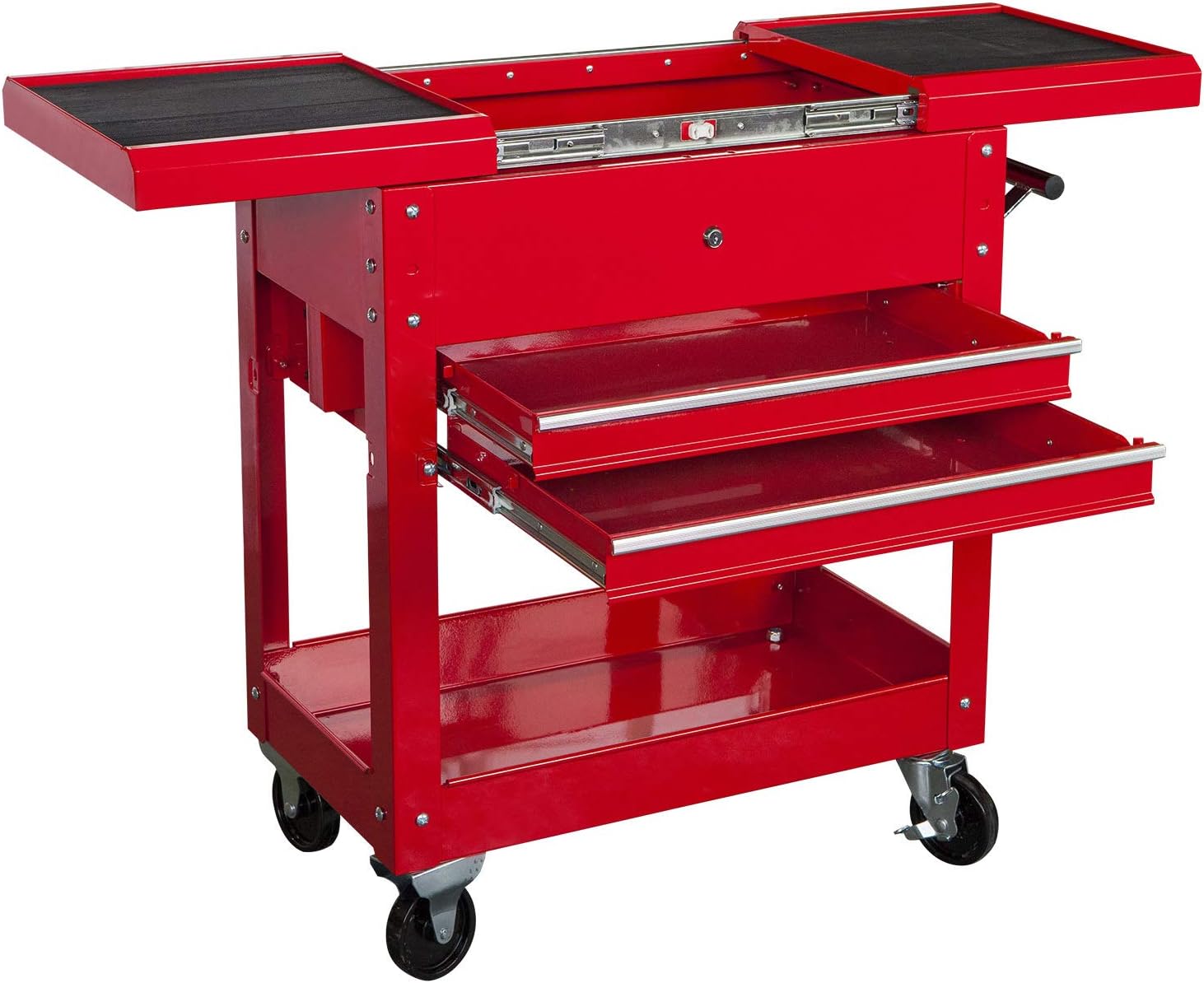 Wolf Rolling Garage Workshop Tool Organizer: 2 Drawer Tool Chest Tray with Top Work Surface and Storage Push Cart, Red : Tools & Home Improvement
