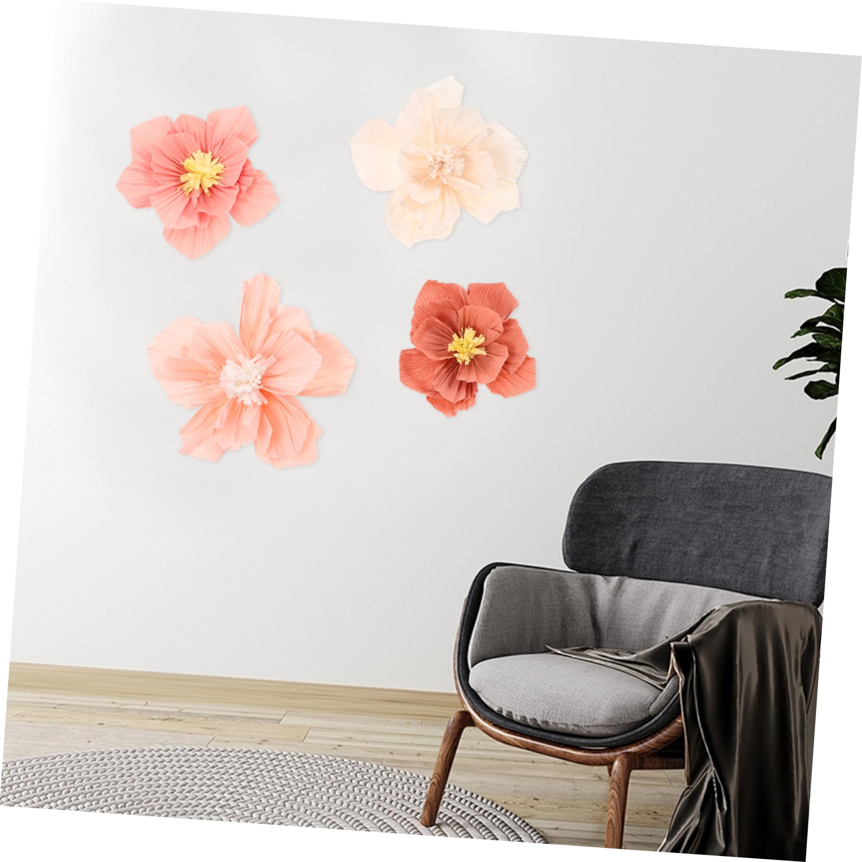 24 Pièces Décor de Fleurs Papier Crépon pour Décorations Murales Fleurs Artificielles pour Mariage et Shower Accessoires de Décoration Polyvalents Texturés