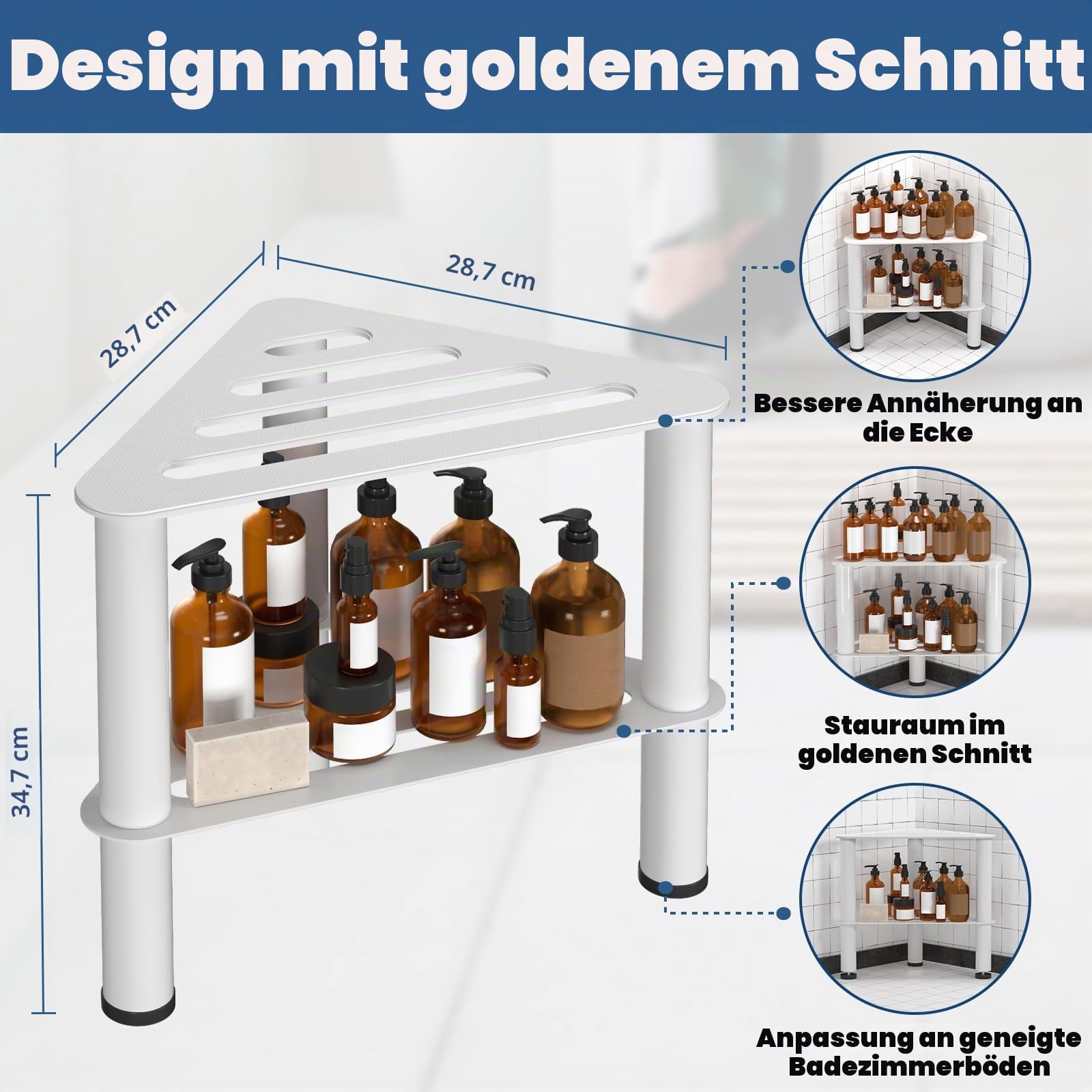 Eck-Duschfußhocker zum Rasieren der Beine, Rostfestigkeit und Rutschfester