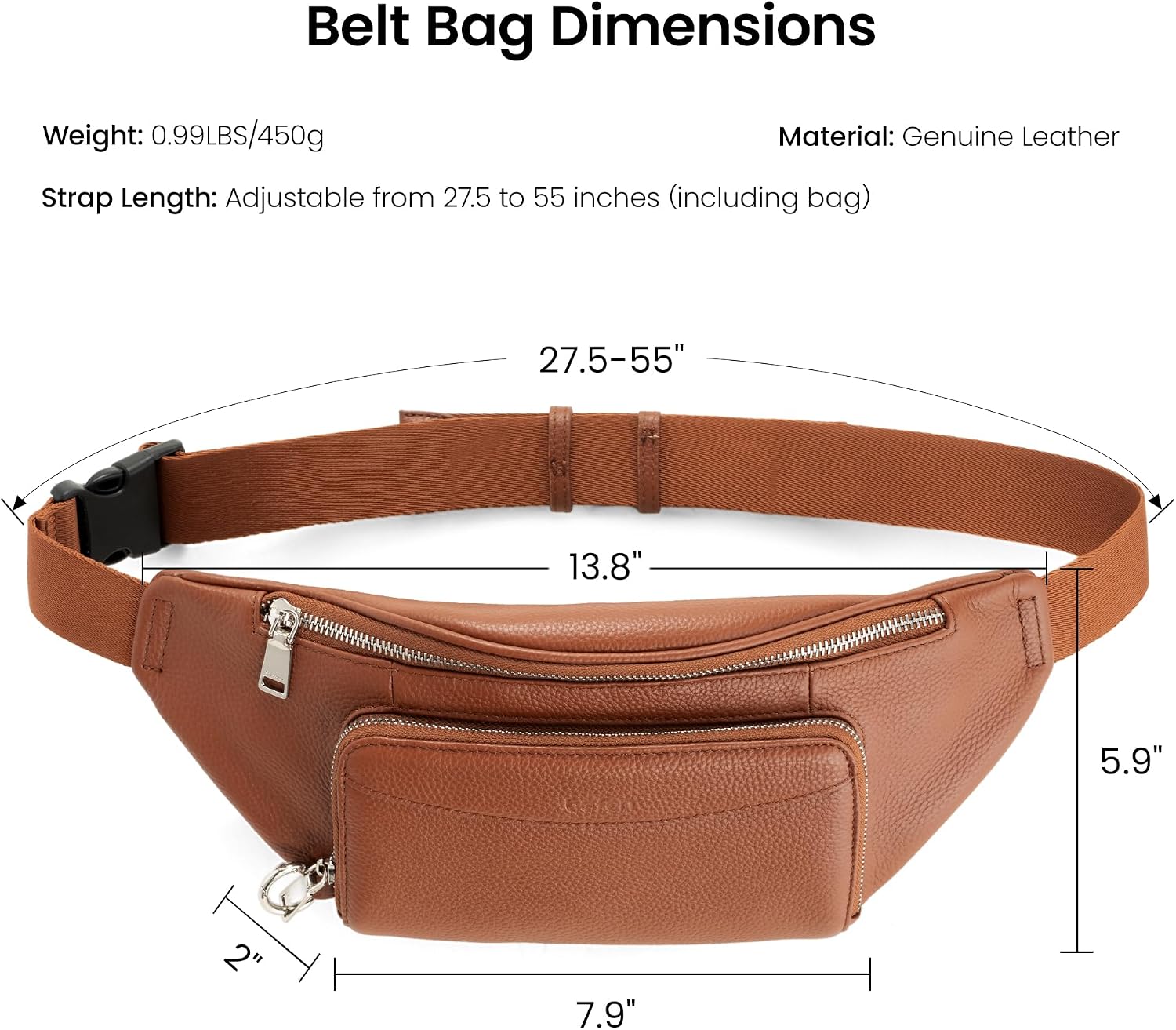 befen Genuine Leather Anti Theft Fanny Pack for Women, Waist Bag Crossbody Bags for Men Belt Bag with Built in RFID Wallet