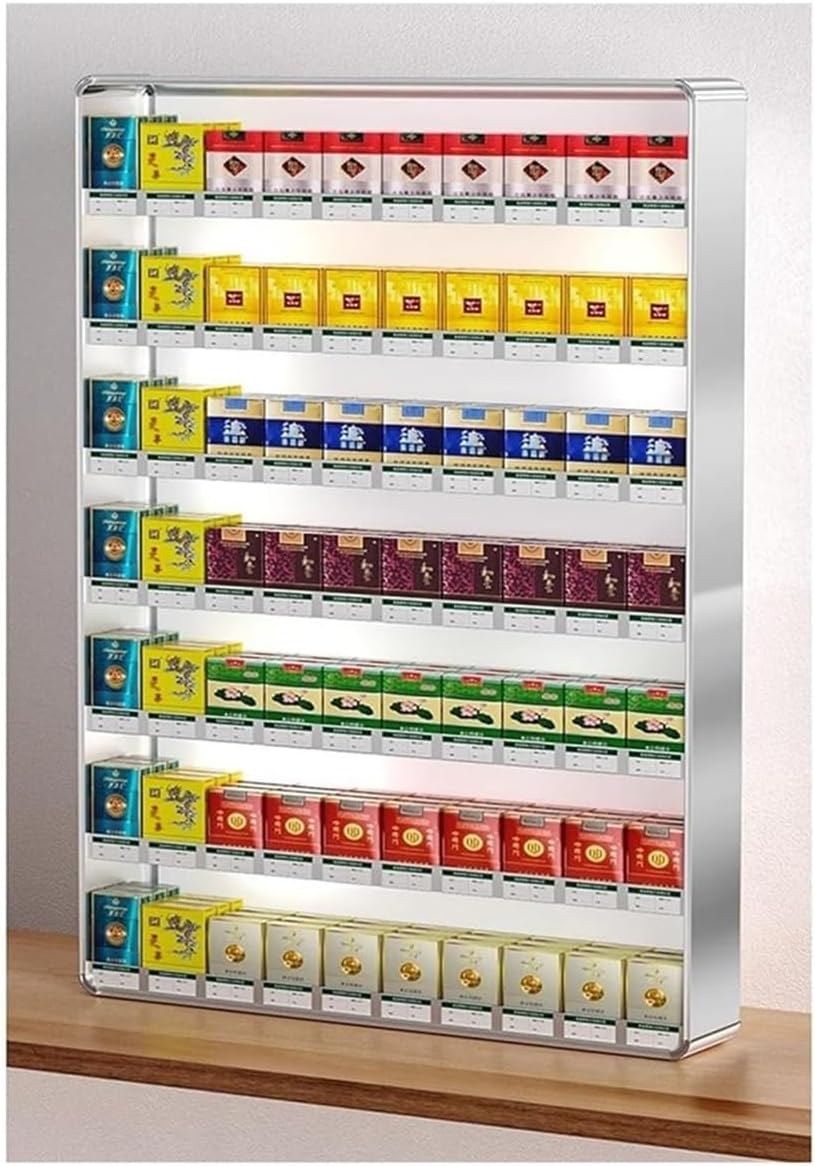 Multifunctional Automatic Cigarette Pusher Shelf for Market Store Retail，Cigarette Display Rack, Rectangular Cigarette Case Holder, Aluminum Alloy Store Cigarettes Holder, for Candy Blunt Pa