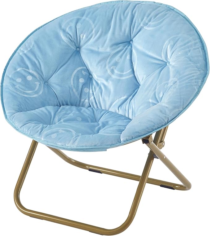 Sillón Plegable Redondo de Microfibra Suave con Patas Dorada