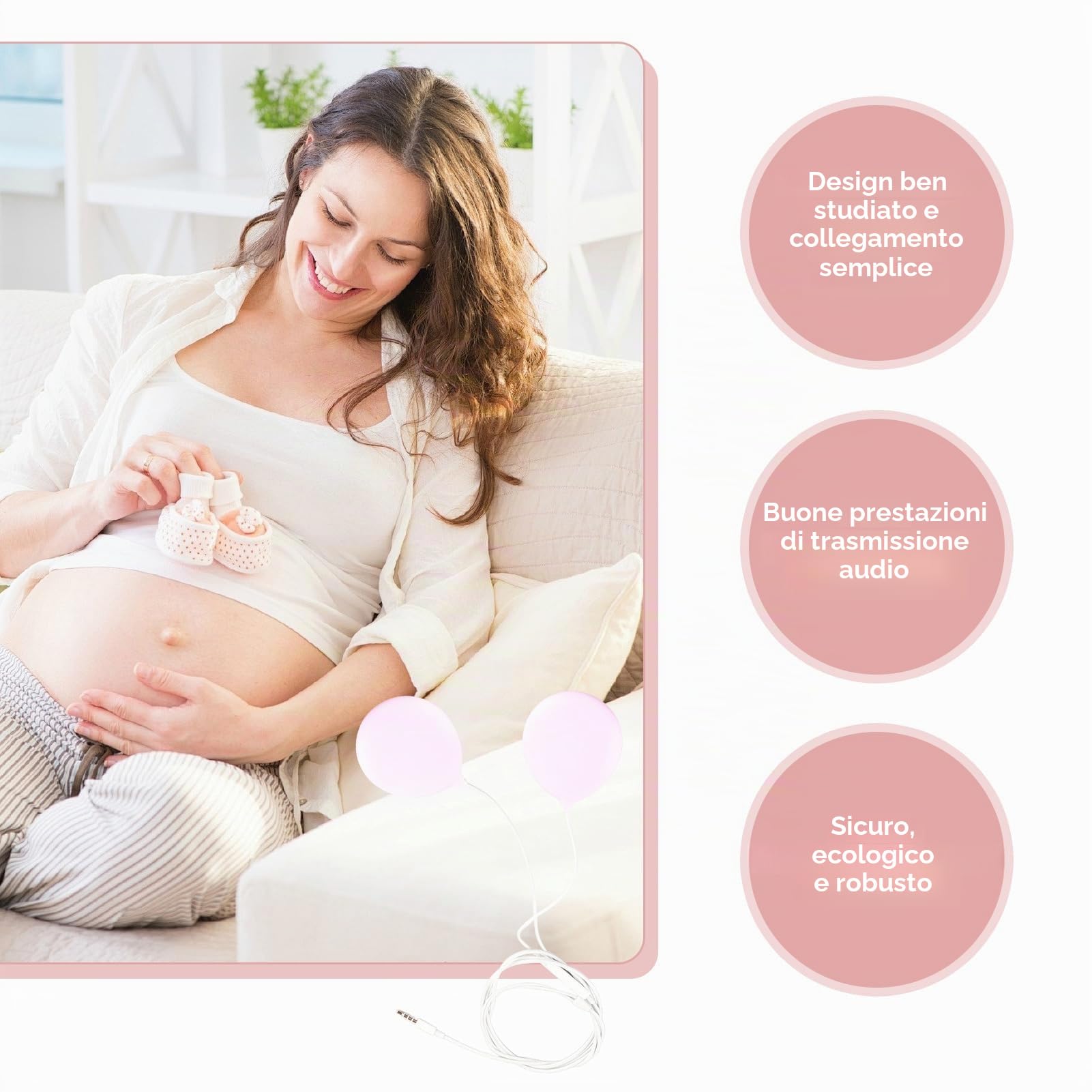 Cuffie per Gravidanza Pancia Bambini, Altoparlanti del Ventre Prenatale Professionale Cuffie per Pancione Leggero Lettore Musicale in Gravidanza Voci al Tuo Bambino nel Grembo Materno Auricolari per