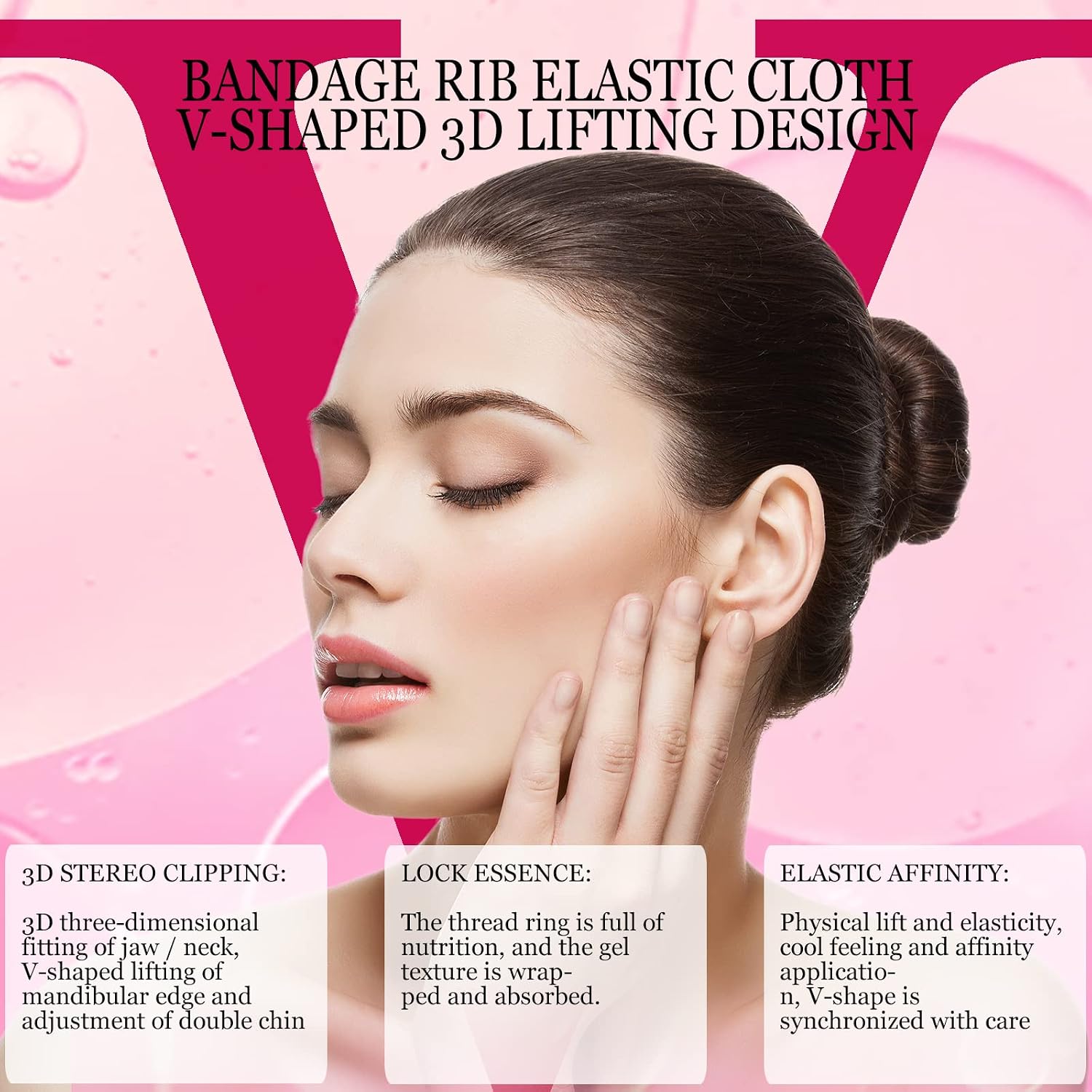 5Pcs Rosa V-Line Lifting Bandage Mask, Double Chin Reducer Face Lifting Masks, Chin Strap for Women,Cheek & Neck Patch
