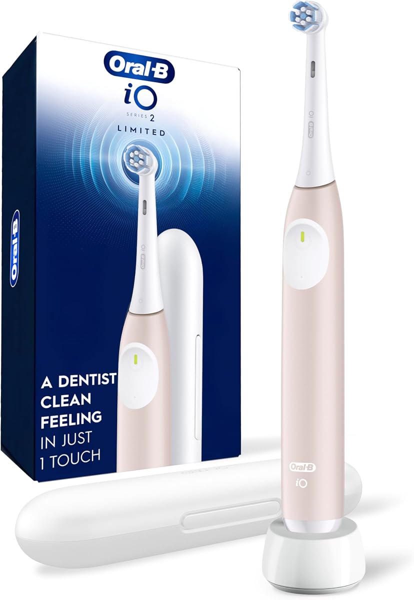 Rechargeable Electric Toothbrush, iO Limited Simple Clean, 3 Cleaning Modes, Automatic Pressure Sensor to Protect Gums, Travel Case, Peach