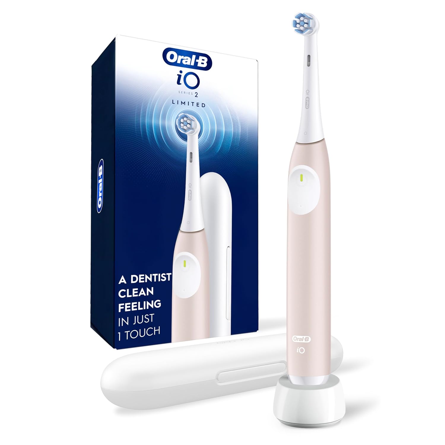 Oral-B Rechargeable Electric Toothbrush, iO Limited Simple Clean, 3 Cleaning Modes, Automatic Pressure Sensor to Protect Gums, Travel Case, Peach